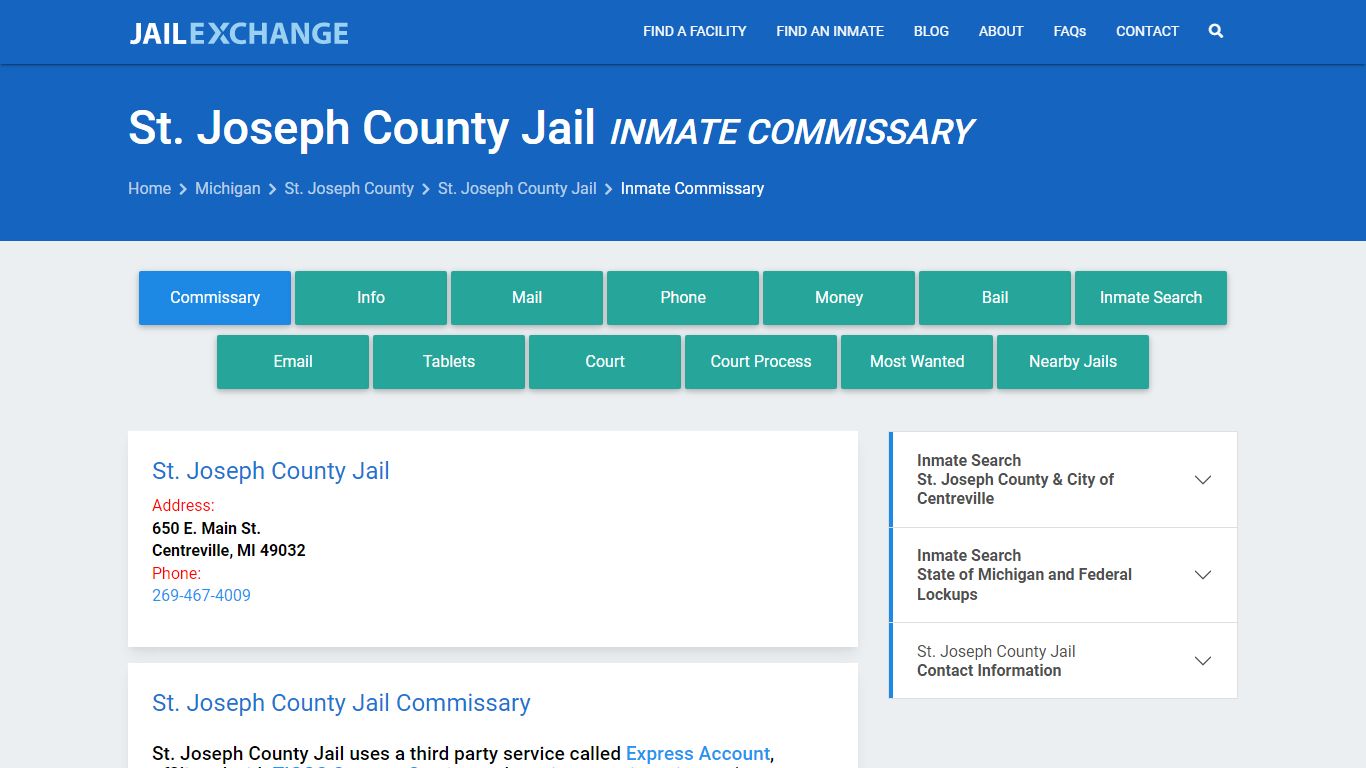 Inmate Commissary, Care Packs - St. Joseph County Jail, MI